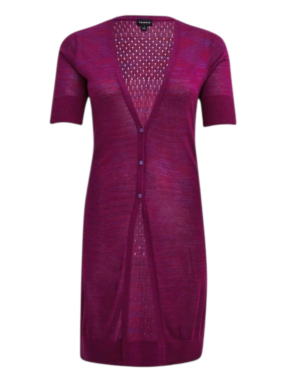 Torrid Pink Space Dye Fitted Duster Style Cardigan Perforated Back Plus Size 2X